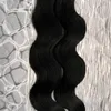 Colore 1 Jet Black Capelli brasiliani dell'onda del corpo Nastro per capelli umani Estensioni dei capelli 40 pezzi Pu trama della pelle Capelli 100g estensioni dei capelli nastro 6789352