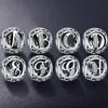 Authentic 925 Sterling Silver Vintage Clear Letter Bead Charms Fit Original Pandora Women Charm Bracelets Silver Jewelry