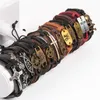 Band New Vintage Metal Leather Mens Womens Surfer Bracelet Cuff Wristband lots Mixed Style Alloy pendant Retro Jewelry Charm Bracelet