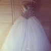 REAL Pictures Sparkling Wedding Dresses Ball Gown Puffy White With Crystals Rhinestones Tulle Arabic Bridal Gowns Fluffy Dress For2390575