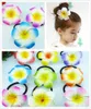 Nuevo al por mayor Frangipani Bandas para el cabello Espuma Hawaiian Plumeria Flor Diadema Banda Elástica Cuerda de pelo Cuerda de pelo Accesorios para el cabello 80pcs /