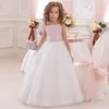 Custom Made Güzel Pembe Çiçek Kız Elbise Düğünler Için Pretty Resmi Kız Önlükler Sevimli Saten Kabarık Tül Pageant Elbise Sprin