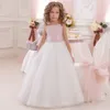 Robes de filles de fleur rose sur mesure pour les mariages jolies robes de filles formelles robe de concours en tulle gonflé en satin mignon Sprin9374784