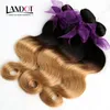 4pcs / lot 8-30 pouces deux tons ombre mongole vierge cheveux tissage faisceaux vague de corps ondulé couleur 1B / 27 blonde ombre mongole extensions de cheveux humains