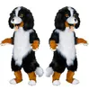 2017 Fast Design Custom White Black Sheep Dog Mascot Kostym Tecknad Karaktär Fancy Dress För Party Supply Vuxen Storlek