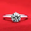 유럽 ​​- 미국 크리 에이 티브 6 발톱 소나 여성 다이아몬드 반지 1 카라 티 다이아몬드 925 실버 PT950 결혼식 또는 약혼 친구 선물