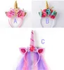 Unicorn Horn Veil Ears Flower Hair Sticks Women Girl Fancy Dress Halloween Christmas Party cosplay costume Headband XMAS birthday favors