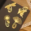 Bookmarks d'or de faveur de mariage Feather Olive Ginkgo Dragonfly Monkey Metal Chinese Style Creative Bookmarks4705309