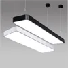 Rechthoek LED Hanglamp Aluminium Opknoping Verlichtingsarmatuur Opgeschort voor Office Study Room Black / Silver / White Body AC85-265V