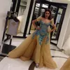 Arabiska kvällsklänningar 2017 Lace Applique Vestidos de Festa Kortärmad Sweetheart Mermaid Prom Party Dress med avtagbart tåg