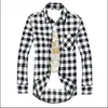 새로운 남자의 긴 슬리브 플란넬 캐주얼 격자 무늬 셔츠 남자 체크 무늬 드레스 셔츠 슬림 한 세련된 패션 188b