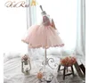 Noworodek Dziewczynek Urodziny Suknie Pierwszy Chrzest Chrzciny Wedding Party Dresses Koronki Różowa Bulna Suknia Cute Baby Dress
