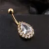 Gros diamant goutte d'eau nombril anneaux corps clair Piercing chirurgical bijoux en acier nombril anneau nombril barre étoile nouveau