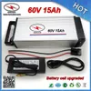 Högkvalitativ 1800W 60 volt Ebike batteripaket 60V 15AH litiumbatteri med BMS Samsung 18650 Cell Aluminium Case + Free Charger