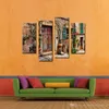 4 Stück Spanisch Stadt Malerei Landschaft Bild Wandkunst Mittelmeer Städte Bild Druck auf Leinwand für Artwork Home Dekoration keine