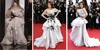 Aishwarya Rai Cannes 2019 Aftonklänningar A-Line Stropless Vit och Svart Appliques Puffy Kjol Golvlängd Party Prom Formal Kappor