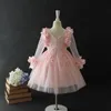 Robes en dentelle pour filles enfants broderie florale à manches longues princesse vêtements de fête enfants stéréo pétale tulle tutu robe robe de bal A007426871