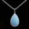 Colorful Natural Stone Pendant Necklaces With Silver Plated Chain For Women Men Party Club Decor Fashion Jewelry Accessories