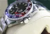 40 mm mannen kijken roestvrijstalen armband rood en blauwe rand zwarte wijzerplaat saffier glas heren automatisch horloge v