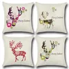 Färgglada Santa Claus Reindeer Pillow Cover Merry Christmas Pillow Case Creative Home Använd Cushion Case Bästa julklapp till barn