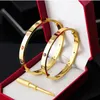 Stainless Steel Couple Jewelry Love bracelets Bangles for women Gold Colorful Crystal Screw screwdriver Bangles Man Pulseiras with Dust bag