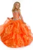 Sugar Orange Girl's Pageant Dress Princess Beaded Ruffles Party Cupcake Prom Dress For Short Girl Pretty Dress For Little Kid