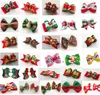 100 -stcs/lot honden verzorgingspoers Kerstmisdierenhaar bogen bowknot haarspeld vakantie -accessoires y11