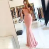 2017 Mermaid V Neck Prom Klänningar Lace Appliques Beaded Cap Sleeves Off Axelhylsa Formell Party Dress Plus Size Aftonklänningar