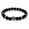 New Design 1PCS 8mm Lave Stone Beads Gold Silver Rose Plated Lion Owl Gift Bracelets279q