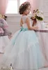 2019 Sheer Boyun Kristaller Aplike Balo Çiçek Kız Elbise Vintage Çocuk Alayı Elbiseler Kutsal Communion Çiçek Kız Gelinlik