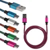 1M 2M 3M USB-кабель типа C для S8 S8 Plus Непрерывный металлический разъем Ткань Нейлоновая оплетка Кабель Micro USB Ведущее зарядное устройство Шнур V8 Для Samsung S7 / 6/5