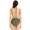 Womens ArmyGreen Red Multi Sling Vita alta Backless Sport Costumi da bagno Costume da bagno Brasiliano Monokini Costumi da bagno Body M XXL