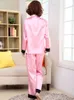 Wholesale- Pink Traditional Chinese Women Silk Pajamas Set Embroidery Pyjamas Suit Home Wear Tang Suit Sleepwear Flower 2PCS M L XL WP002