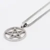 pentagram satanic symbol Satan worship Wicca Pentacle stainless steel pendant necklace Silver gold black 2.4mm 24 inch box chain for Mens