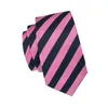 Classic Silk Men Tie Pink Tie Sets Strips Neck Tie Tie Hankerchief Cufflinks Set Jacquard Woven Meeting Business Wedding Party Gift N-1224D