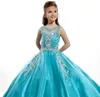 2020 Nya små flickor Pageant Dresses Princess Tulle Sheer Jewel Crystal Beading White Coral Kids Flower Girls Dress Birthday Gown3942300