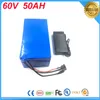 Personalizado poderoso 60V 3000w bicicleta elétrica bateria de iões de lítio 60V 50Ah li-ion Battery Packs para Ebike Scoocter + carregador