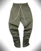 Partihandel - Märke Style Side Zipper Men Slim Fit Casual Mens Hip Hop Jogger Biker Byxor Swag Sweatpants Skinny Byxor Olive