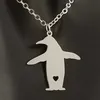 Collier pendentif pingouin en acier inoxydable, chaîne à maillons à breloques animaux, bijoux pour femmes et hommes, cadeaux pour enfants, vente en gros