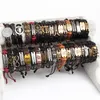 Band New Vintage Metal Leather Mens Womens Surfer Bracelet Cuff Wristband lots Mixed Style Alloy pendant Retro Jewelry Charm Bracelet