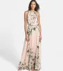 Grossistkvinnor l￥ng kl￤nning o nackblommig tryck chiffong maxi kl￤nning elegant casual boho festkl￤nningar vestidos med b￤lte