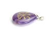 1 Peça Chakra Natural Amethyst Lapis Tiger Eye Stone Greated Viking Rune Vegvisir Talsman Símbolos Reiki Cristal Cura Teardrop Pingente