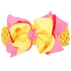 Baby Grote Bogen Hoofdbanden Dubbele Lagen Boog Kinderen 5 inch Grosgrain Ribbon Bowknot Wide Haak Hoofdband Meisjes Haaraccessoires KHA186