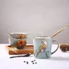 JANKNG 500mL Tasse En Céramique À La Main Tasses Rond Porcelaine Tasses Oiseau Conception Bouteille D'eau Café Lait Boisson Mugs D'anniversaire Fille Cadeau