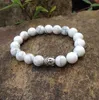 SN0381 10mm Natural White Turquoise bracelet gold buddha beaded bracelet buddhist mala yoga jewelry for man