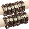 Vintage 12 Horoscope leather Charm Bracelets 펑크 Hasp 자물쇠 꼰 팔찌 조디악 Couples bangle menswomens For Fashion Jewelry