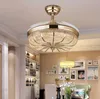 36 / 42 inch Gold Modern LED Retractable Ceiling Fans With Lights Living Room Home Decoration Folding Ceiling Fan Lamp 110 / 220 Volt LLFA