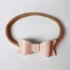 New Pu texture Faux Leather Bows Bows Hair Bands Nylon Malastic Bands Newborn Baby Bapts 15pcs/lot