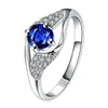 Blandad stil högkvalitativ mode blå ädelsten 925 silverplatta ring emgr10, brevform lämnar pläterad sterling silver ring 10 stycken mycket