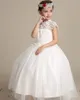 Elegantes Blumenmädchenkleid Lange Spitze Prinzessin Kleider Kinder Weißes Kleid Für Mädchen Hochzeit Party Vestido Baby Taufe Kleider